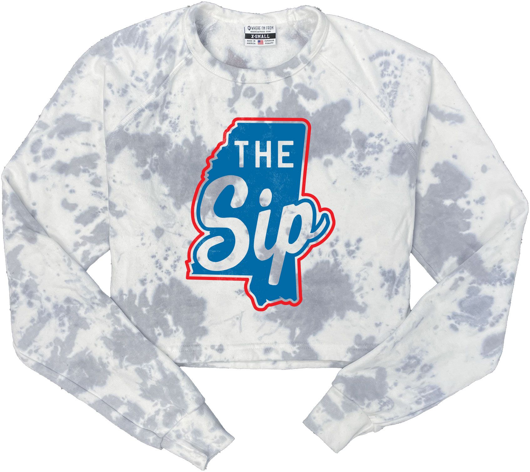 Where I'm From Mississippi Tie Dye The Sip Fleece Cropped Crewneck Sweatshirt - Multi