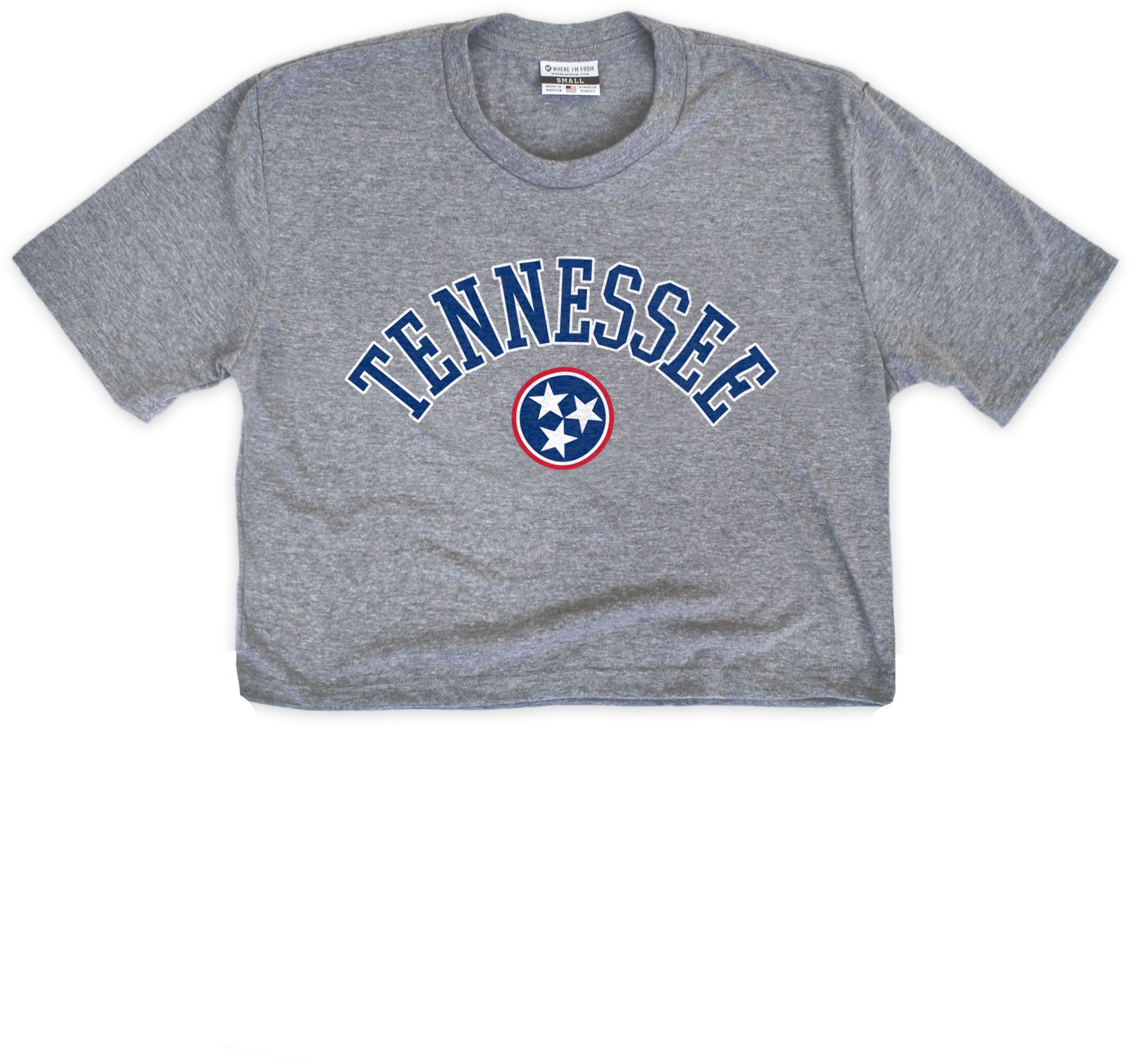 Where I'm From Women's Tennessee Tri-Star Arch Grey Cropped T-Shirt