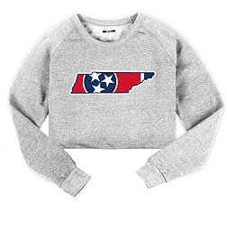 Where I'm From Tennessee White Tri-Star State Fleece Cropped Crewneck Sweatshirt