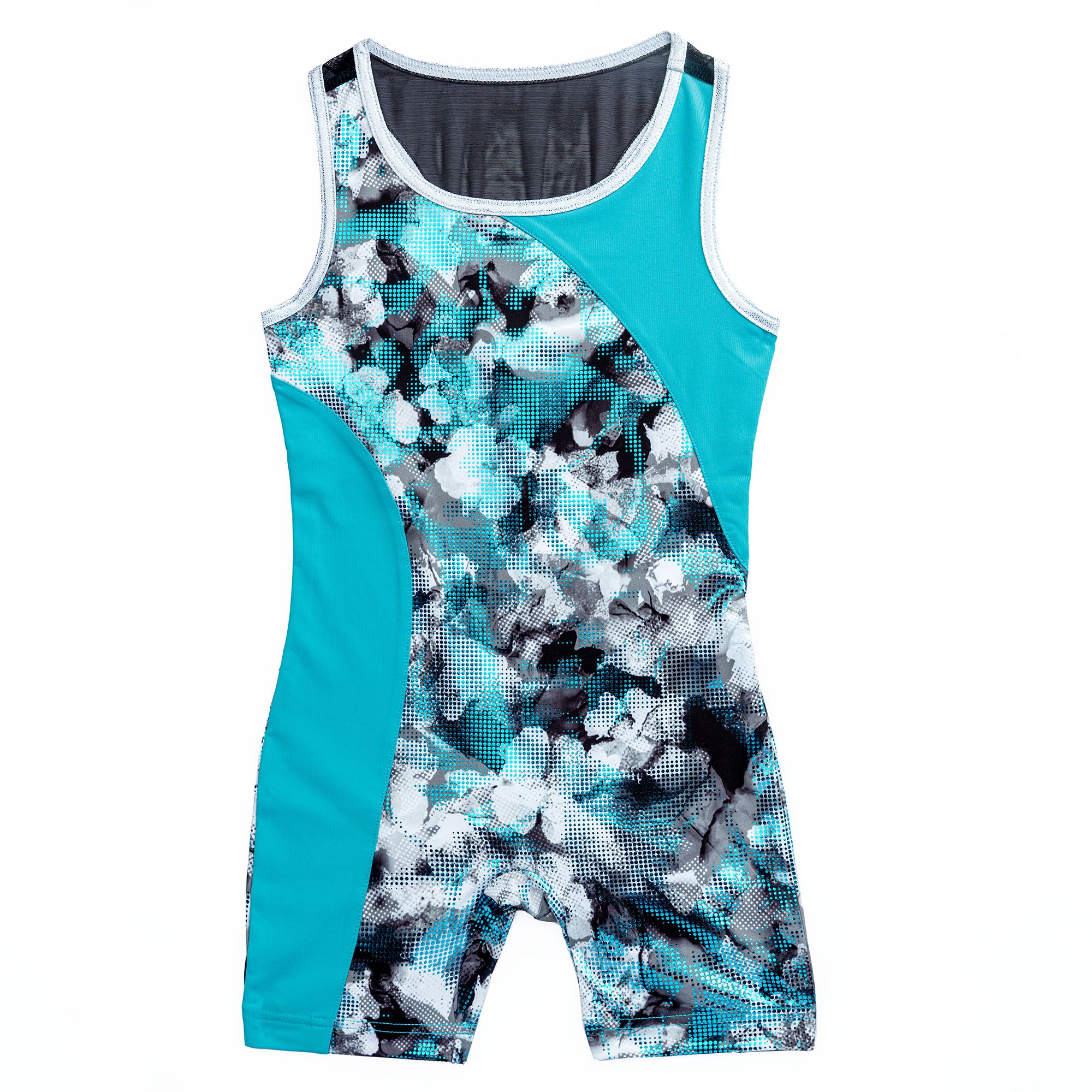 Rainbeau Moves Girls' Fantasia Print Biketard with Mesh Backing