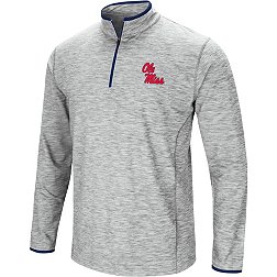Colosseum Men's Ole Miss Rebels Gray Rival Poly 1/4 Zip Jacket