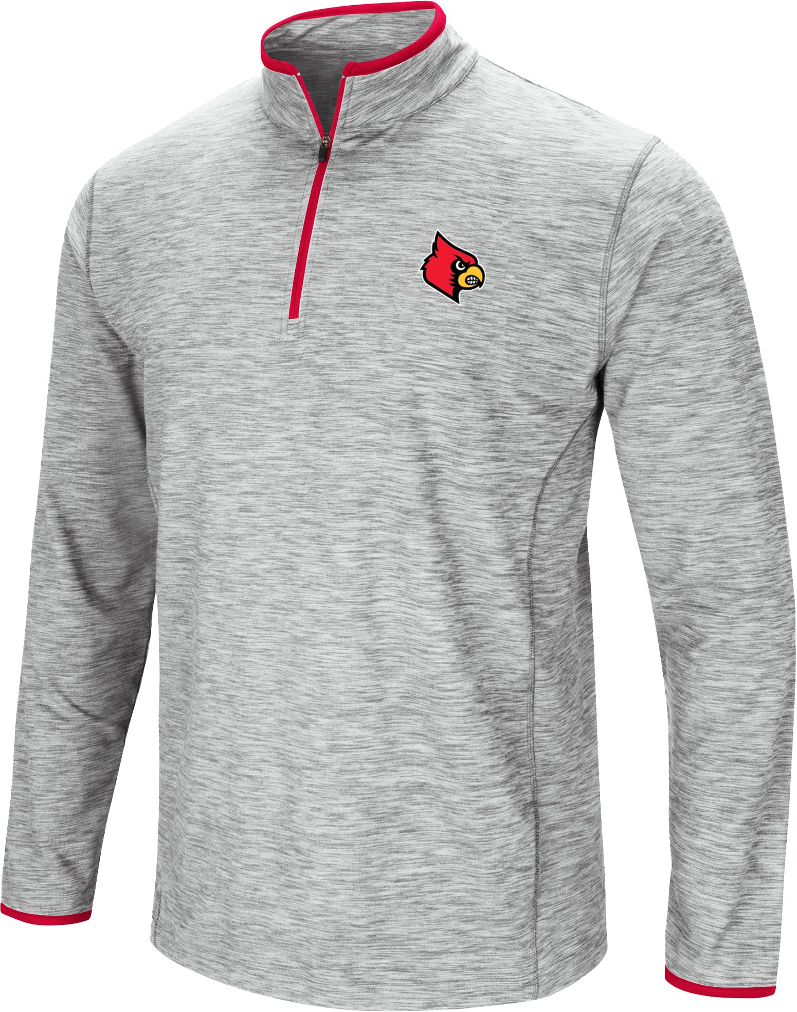 Colosseum Men's Louisville Cardinals Gray Rival Poly 1/4 Zip Jacket