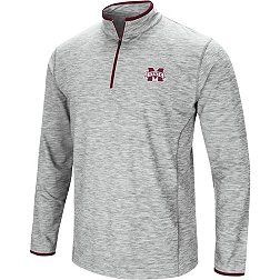 Colosseum Men's Mississippi State Bulldogs Gray Rival Poly 1/4 Zip Jacket