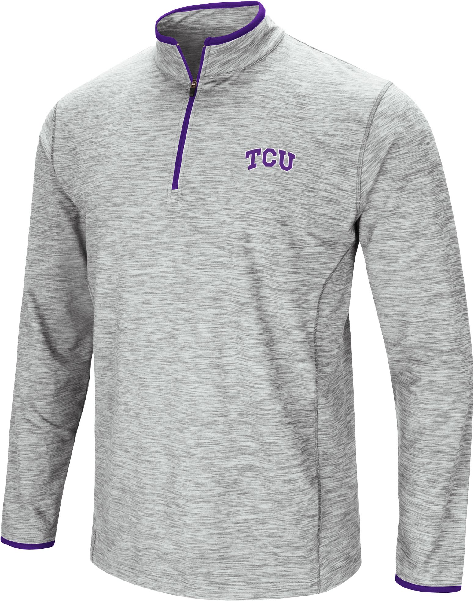 Colosseum Men's TCU Horned Frogs Grey Slub 1/4 Zip Jacket