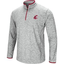 Colosseum Men's Washington State Cougars Gray Rival Poly 1/4 Zip Jacket