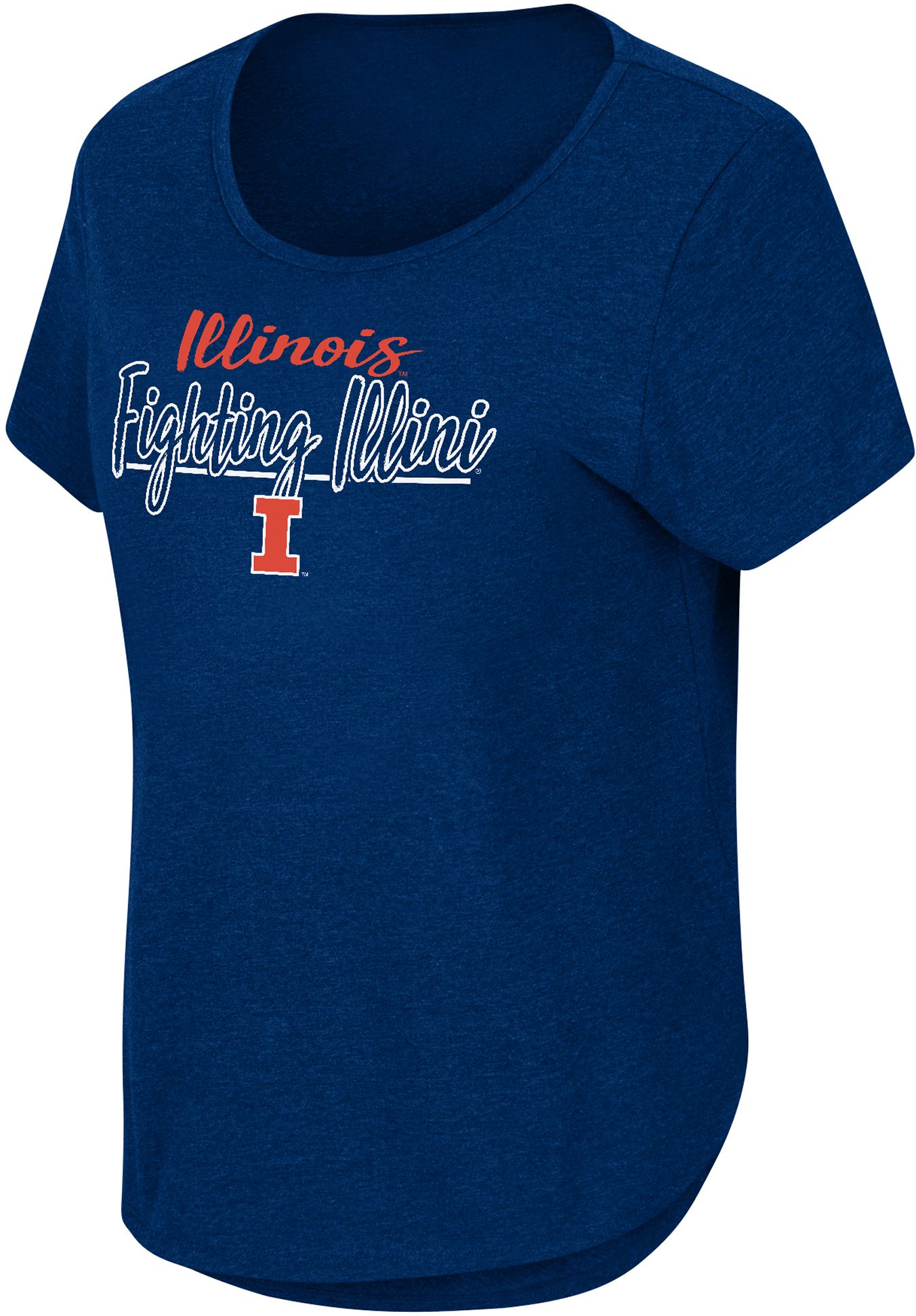 Colosseum Women's Illinois Fighting Illini Blue Curved Hem T-Shirt