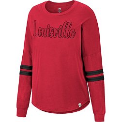 Louisville Cardinals PINK Sweater Womens Large Spell Out Red Till