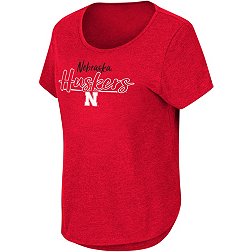 Colosseum Women's Nebraska Cornhuskers Scarlet Curved Hem T-Shirt