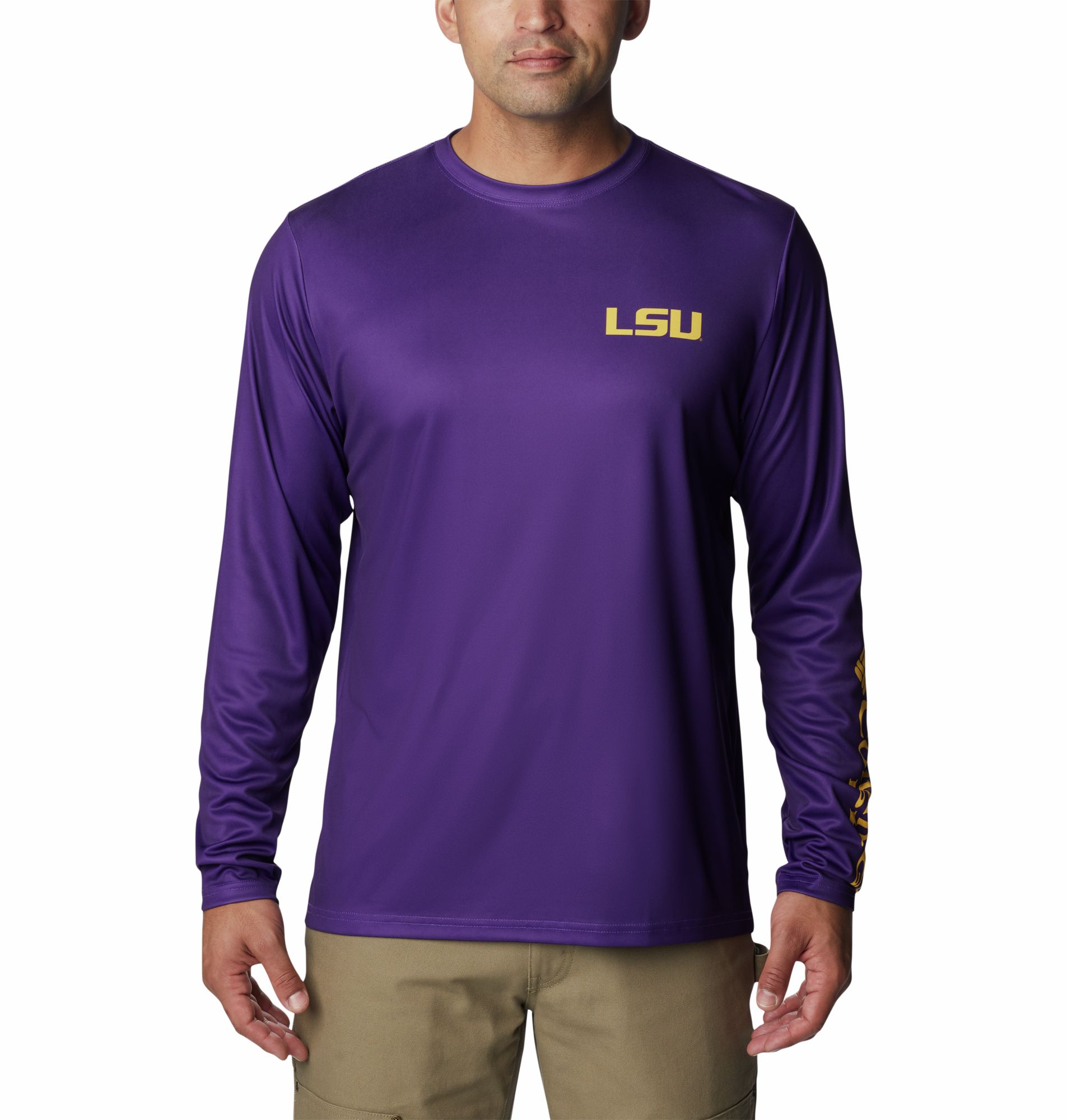 Columbia Men's LSU Tigers Purple PHG Terminal Tackle Longsleeve T-Shirt