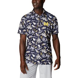 Columbia Men's Michigan Wolverines Blue Terminal Tackle Polo