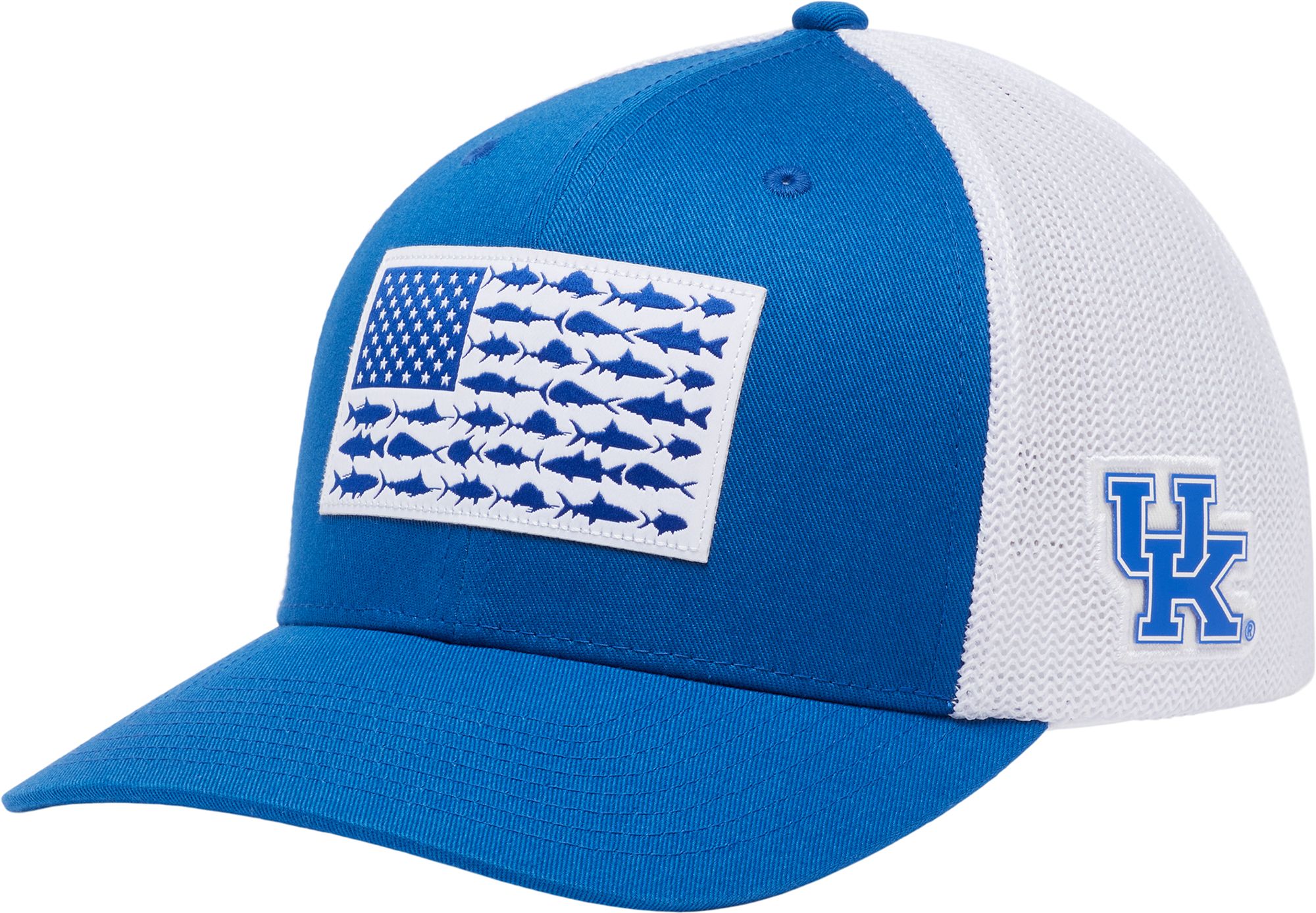 Columbia Kentucky Wildcats Blue Fish Flag Flex Fit Hat