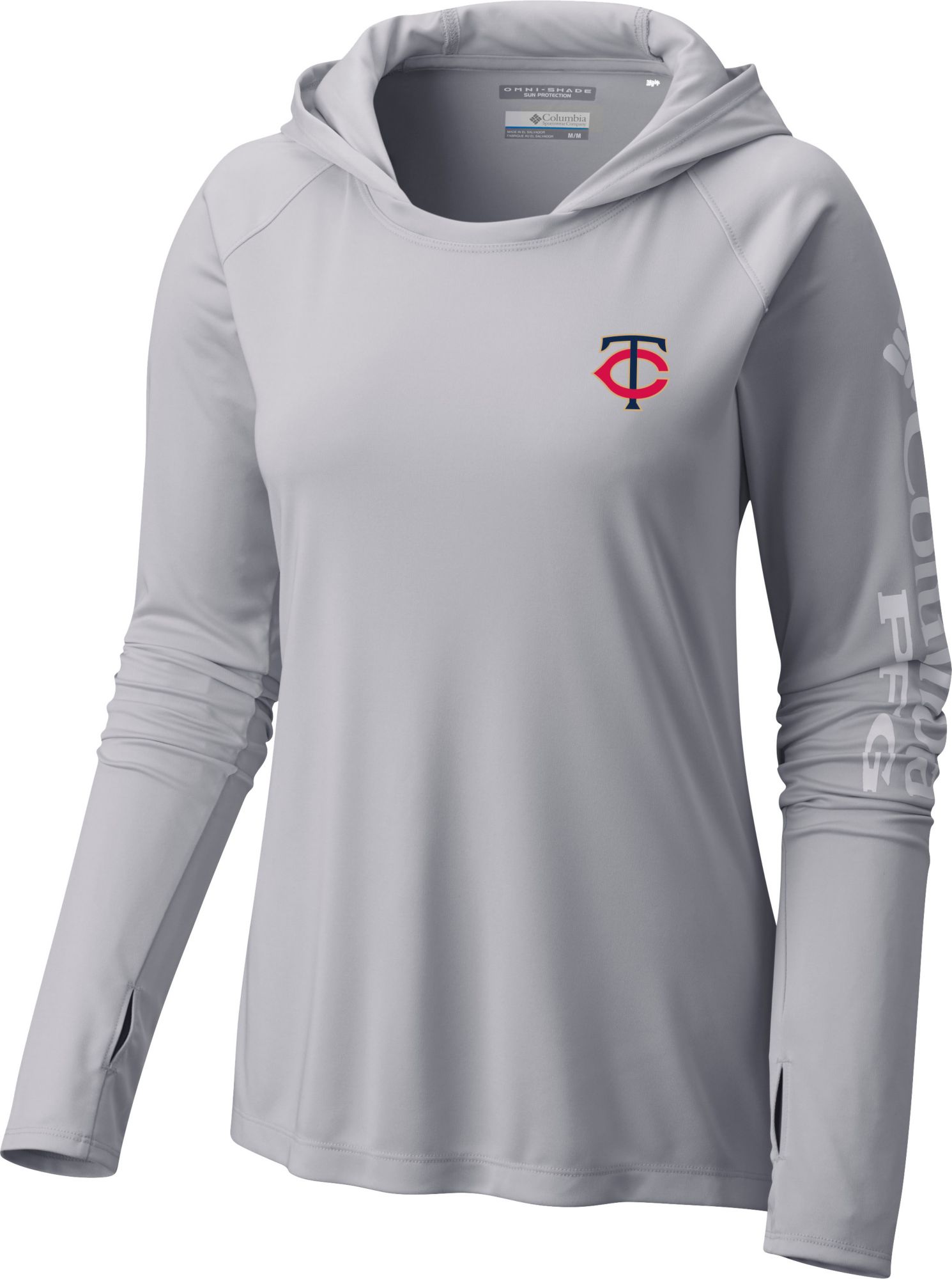 Columbia Women's Minnesota Twins Gray Tidal Hoodie T-Shirt