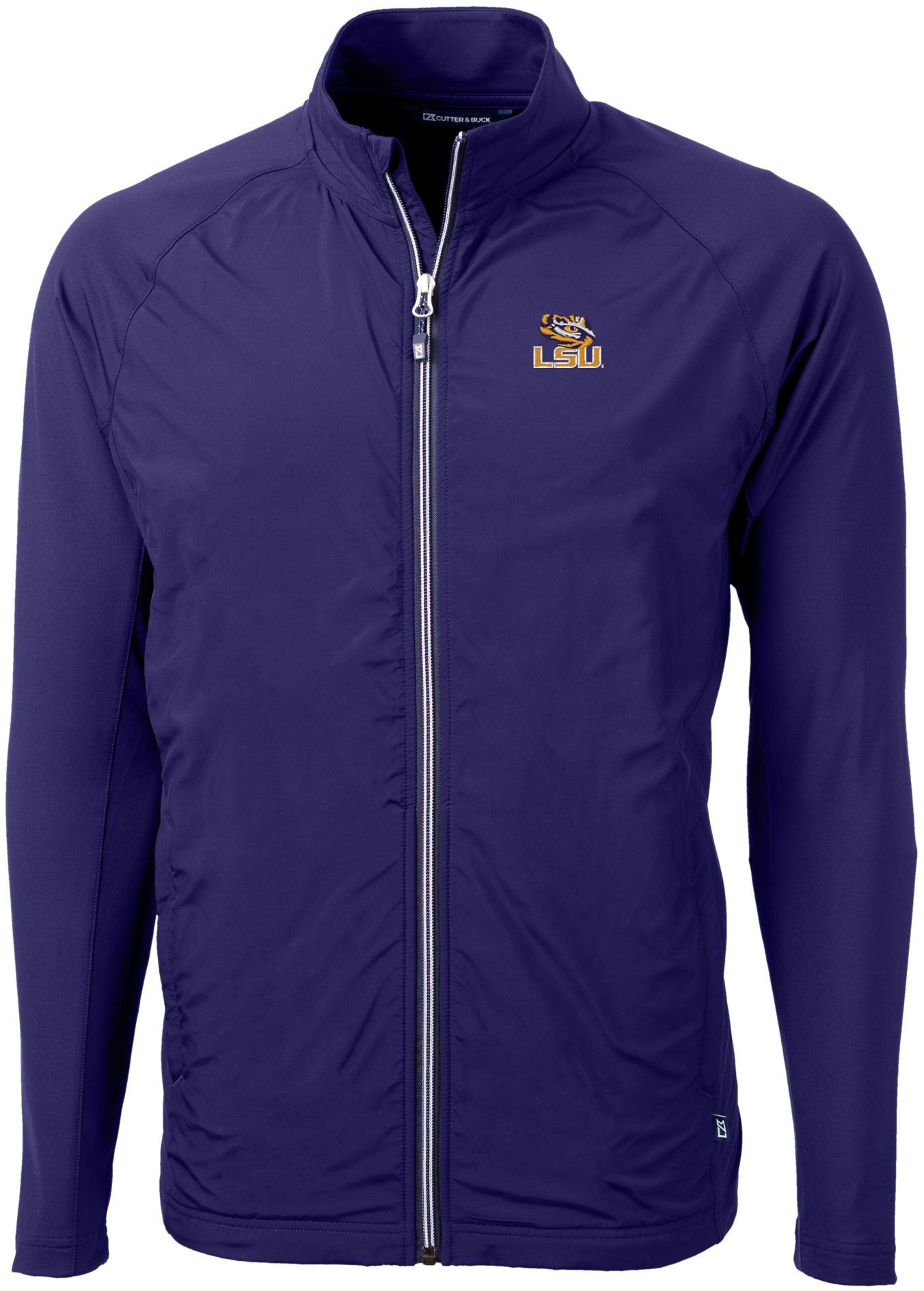 Cutter &amp; Buck Men's LSU Tigers Purple Adapt Eco Knit Stretch Full-Zip Jacket