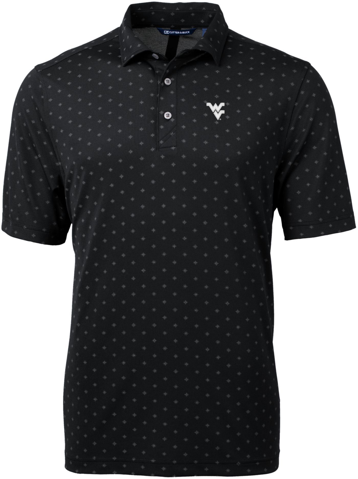 Cutter & Buck Men's West Virginia Mountaineers Black Virtue Eco Pique Tile Polo