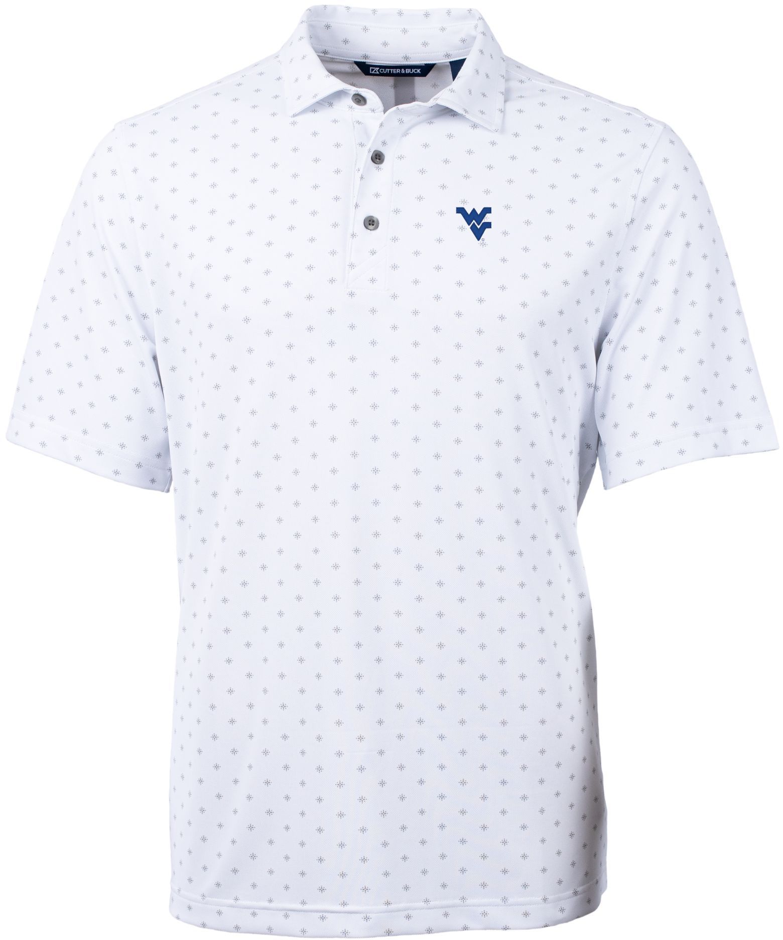 Cutter & Buck Men's West Virginia Mountaineers White Virtue Eco Pique Tile Polo