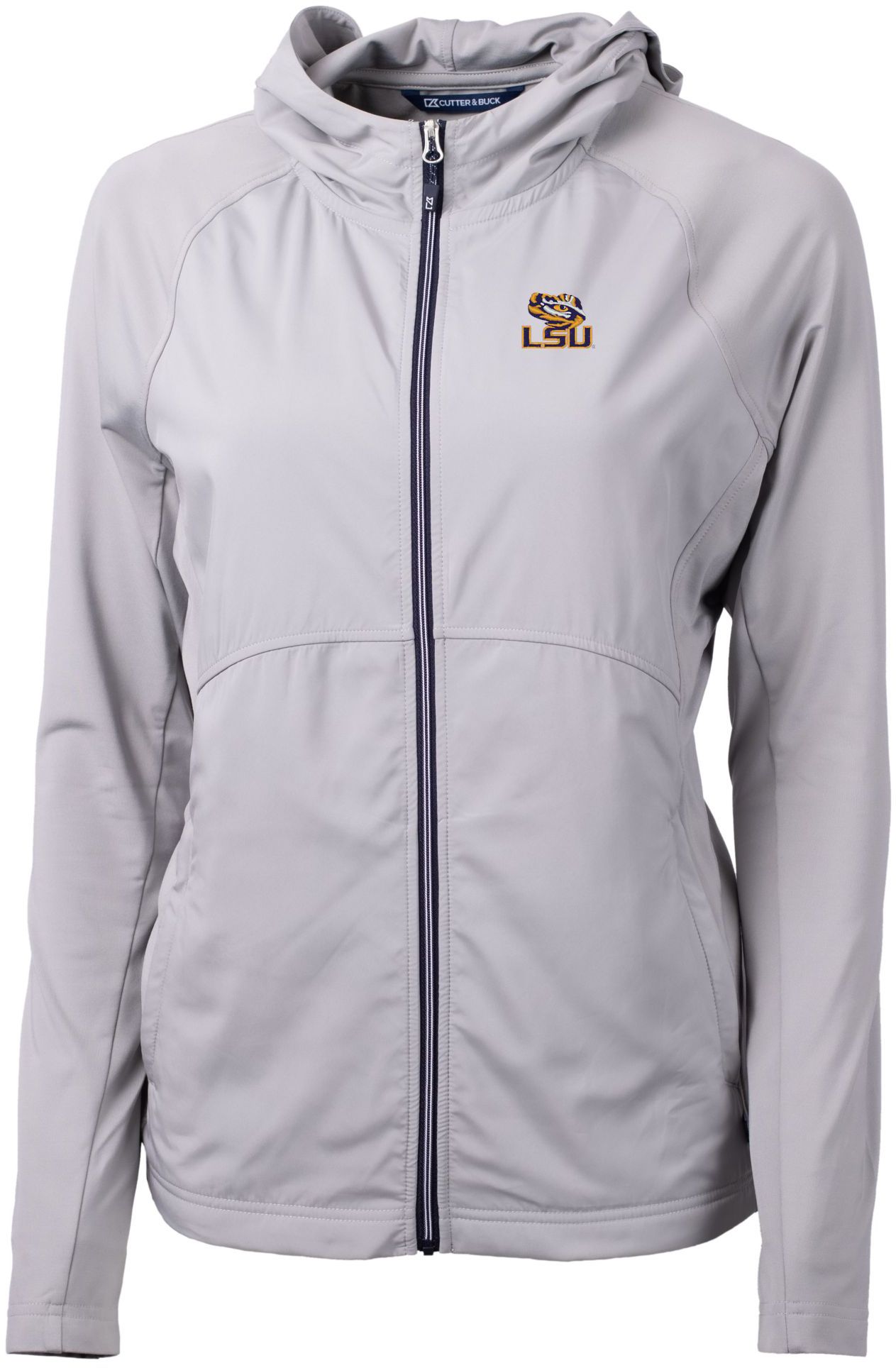 Cutter &amp; Buck Women's LSU Tigers Grey Adapt Eco Knit Stretch Full-Zip Jacket
