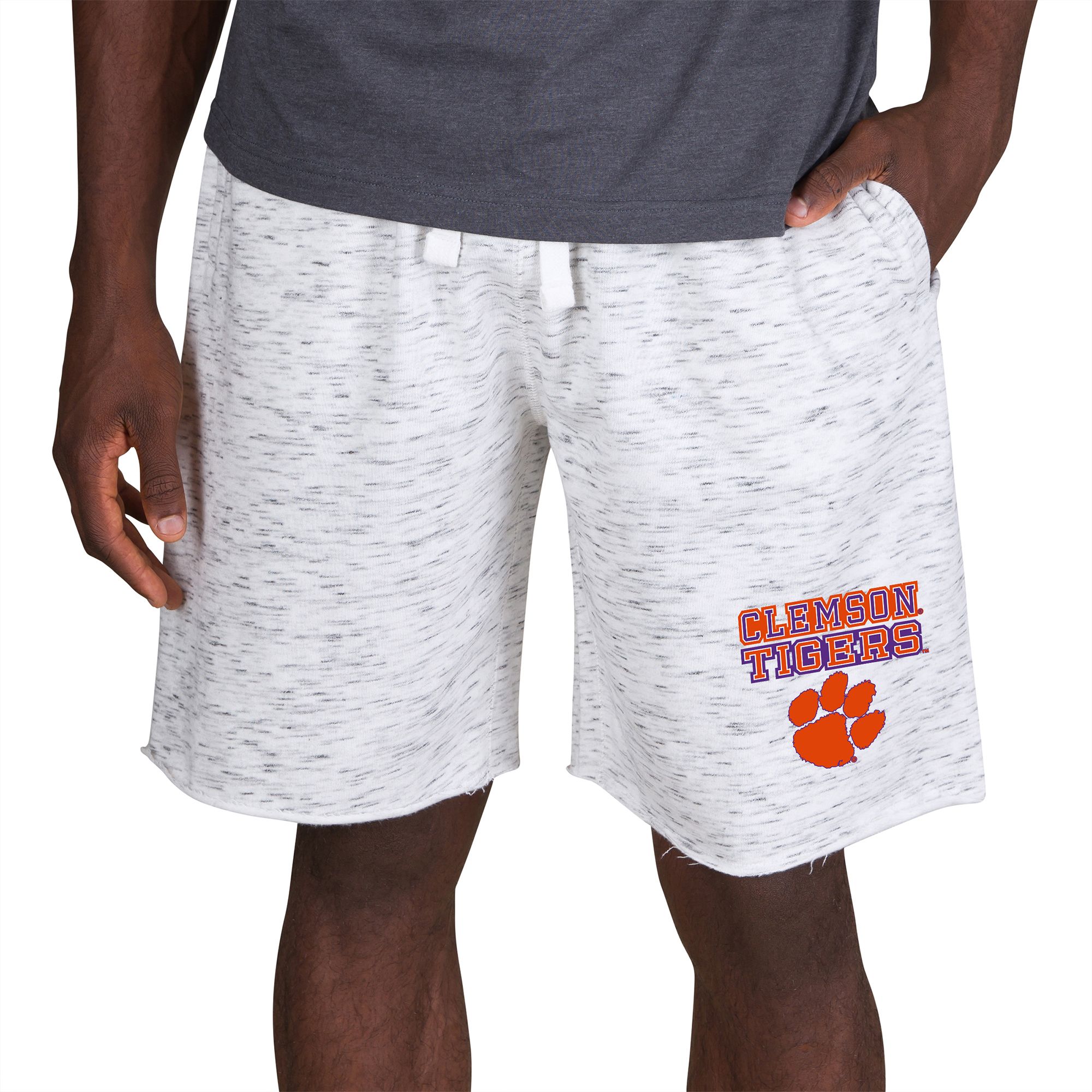 Concepts Sport Men's Clemson Tigers White Alley Fleece Shorts