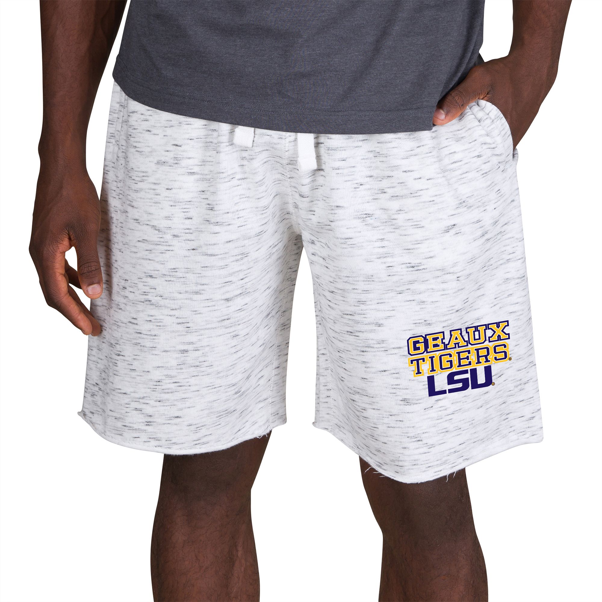 Concepts Sport Men's LSU Tigers White Alley Fleece Shorts - White