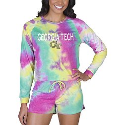 Concepts Sport Women's Georgia Tech Yellow Jackets Tie-Dye Velodrome Long Sleeve T-Shirt and Short Set