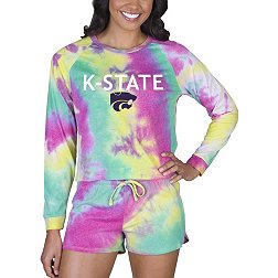 Concepts Sport Women's Kansas State Wildcats Tie-Dye Velodrome Long Sleeve T-Shirt and Short Set