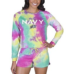 Concepts Sport Women's Navy Midshipmen Tie-Dye Velodrome Long Sleeve T-Shirt and Short Set