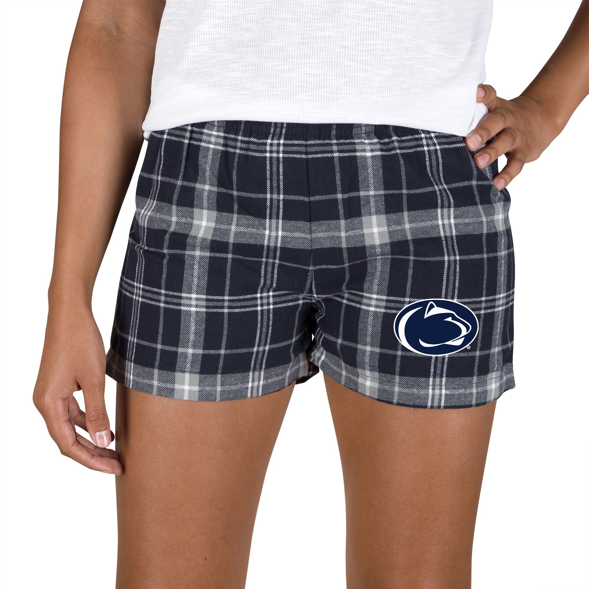 Concepts Sport Women's Penn State Nittany Lions Blue/Grey Plaid Ultimate Flannel Shorts