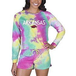 Concepts Sport Women's Arkansas Razorbacks Tie-Dye Velodrome Long Sleeve T-Shirt and Short Set