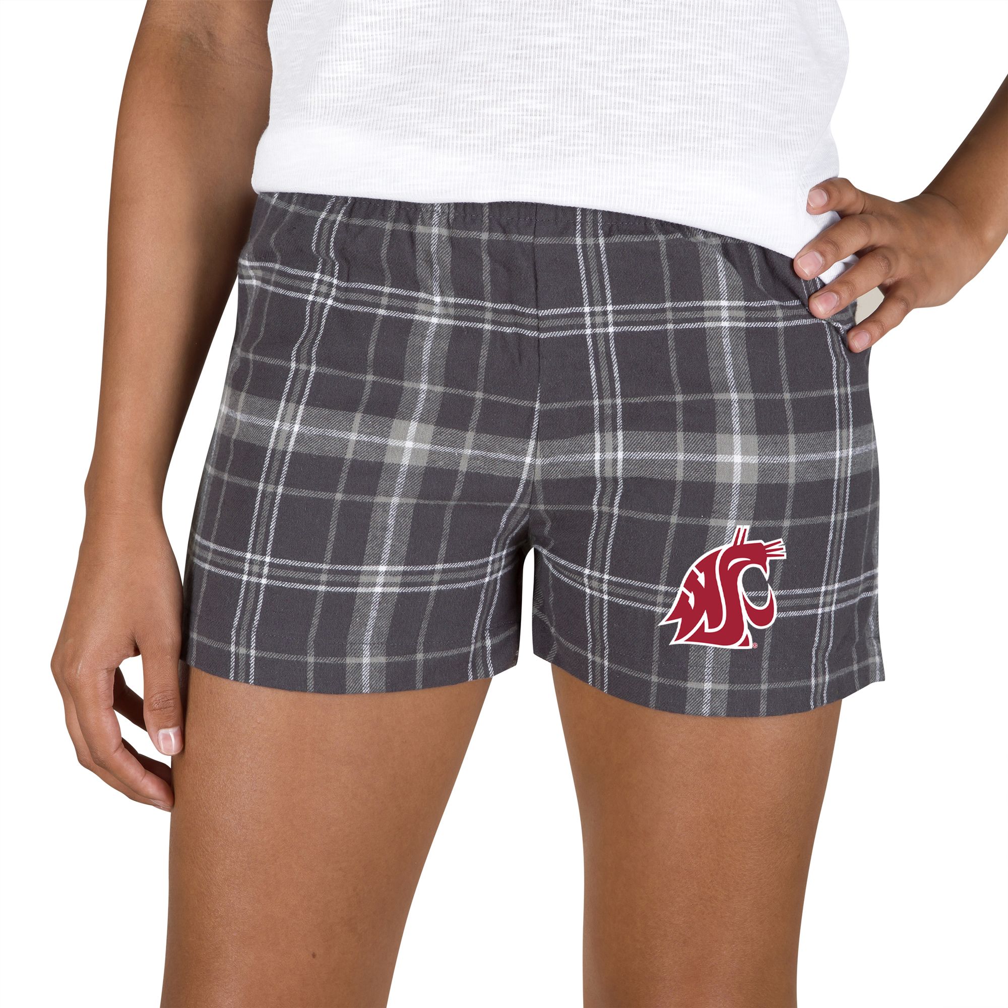 Concepts Sport Women's Washington State Cougars Charcoal/Grey Plaid Ultimate Flannel Shorts