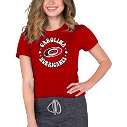 Women's Fanatics Branded Red Carolina Hurricanes Spirit Lace-Up V-Neck Long  Sleeve Jersey T-Shirt
