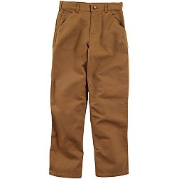 CARHARTT Dungaree Work Pants: Men's, Work Pants, ( 40 in x 30 in ), Blue,  Cotton, Buttons, Zipper