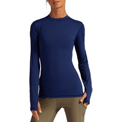 Women's Sun Protection Shirt Long Sleeve 1/4 Zip UPF50+ UV Shirts Quick Dry, Peacock Blue / L
