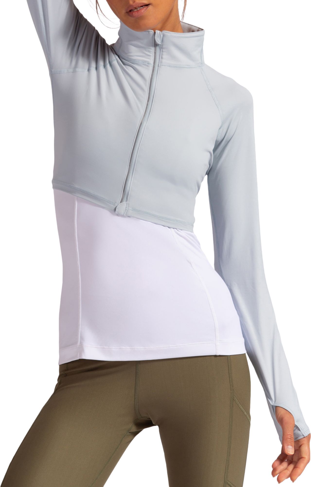 BloqUV Women's Sun Protective UPF 50 Full Zip Crop Top