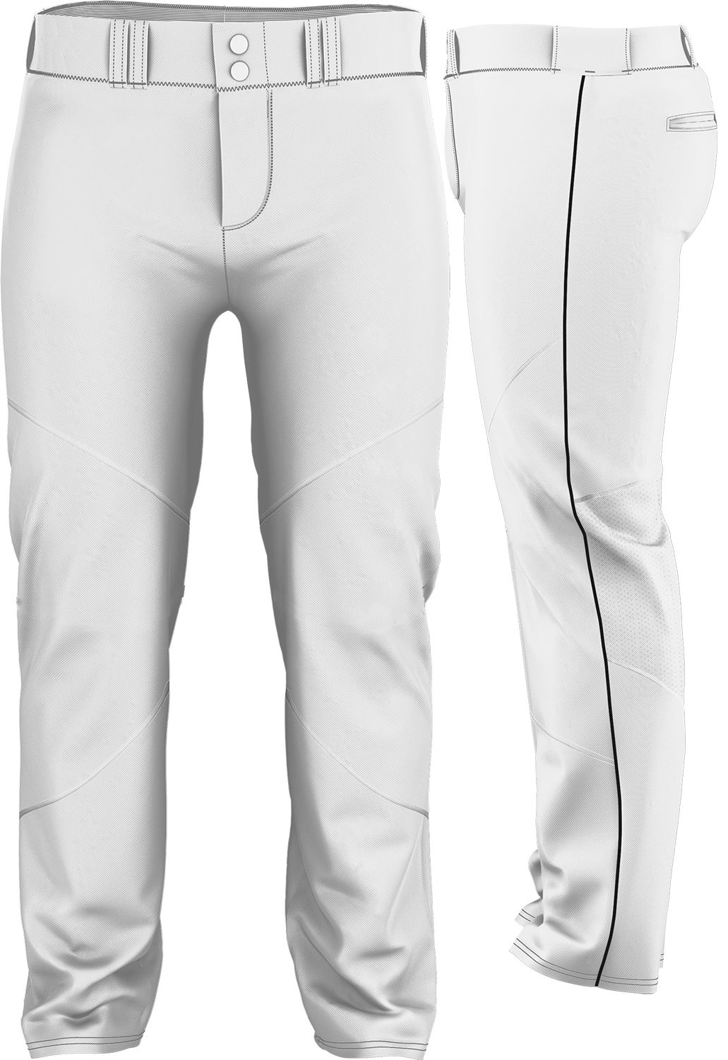 Don Alleson Boys' Open Bottom Velcro Adjustable Length Piped Baseball Practice Pants - White