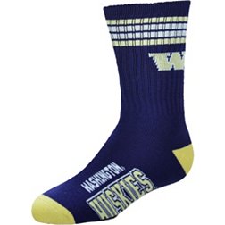 For Bare Feet Youth Washington Huskies 4-Stripe Deuce Socks