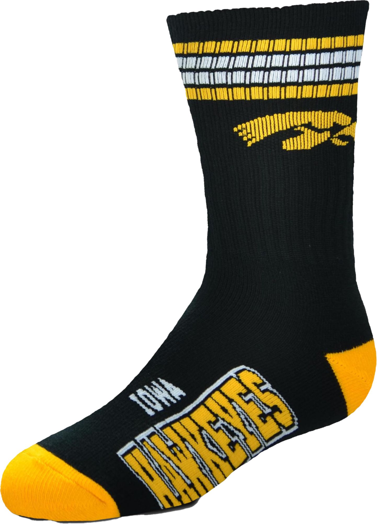 For Bare Feet Youth Iowa Hawkeyes 4-Stripe Deuce Socks