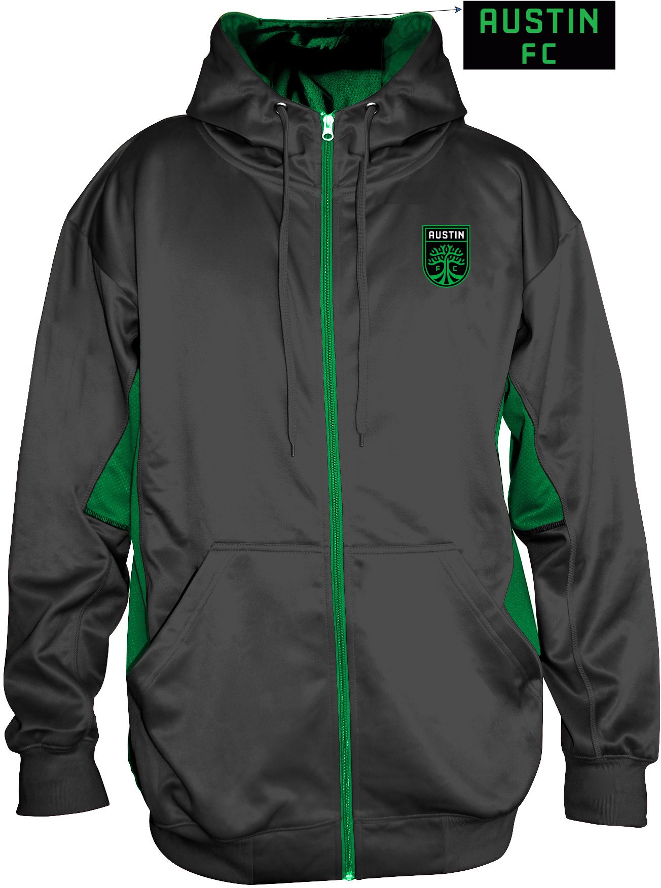 MLS Big &amp; Tall Austin FC Black Fleece Full-Zip Hoodie