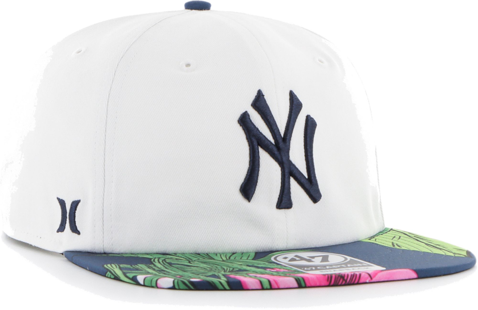 47 Brand / Hurley x Men's New York Yankees White Captain Snapback  Adjustable Hat