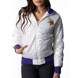 The Wild Collective Women's Minnesota Vikings White Puffer Jacket