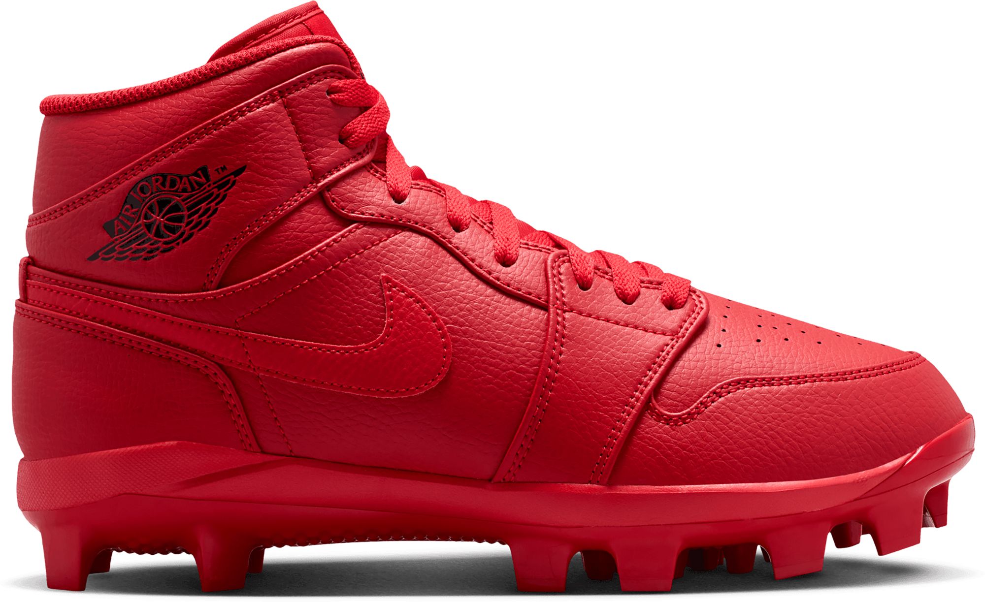 Jordan 1 Retro MCS High Baseball Cleats, Size 12.5, University Red/Black