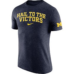 Nike Men's Michigan Wolverines Blue Hail to the Victors Dri-FIT Tri-Blend T-Shirt