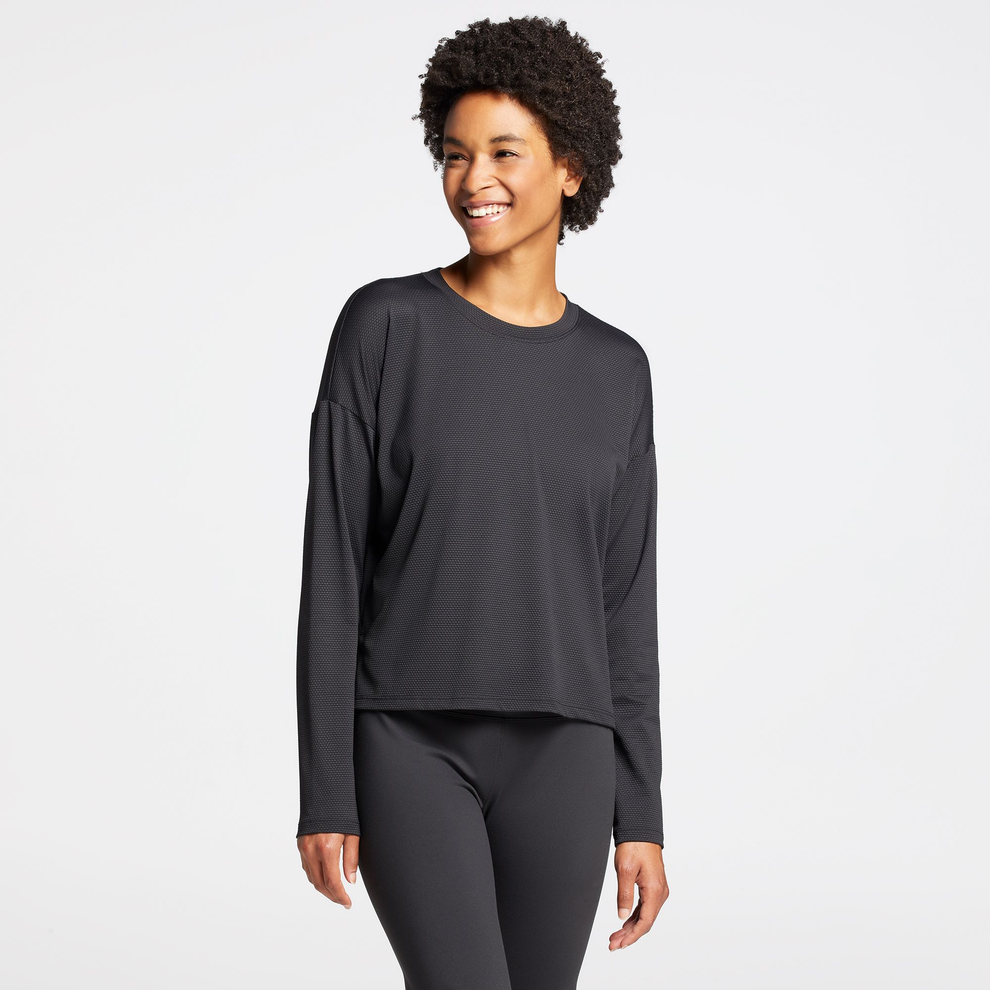 CALIA Women's Bubble Mesh Long Sleeve Tee