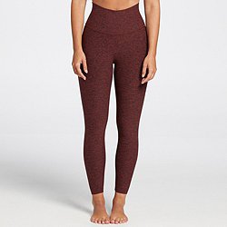 Maroon Legging Yoga Pants Leggings Cotton Blend Slex Full Length