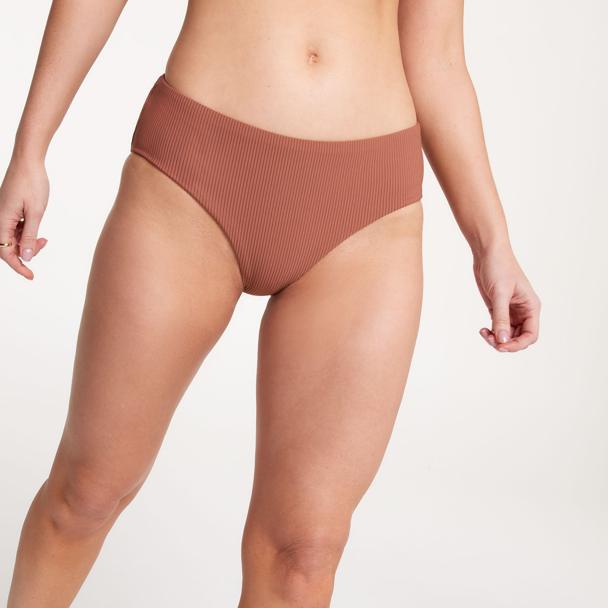 CALIA Women's Mid Rise Ribbed Swim Bottoms