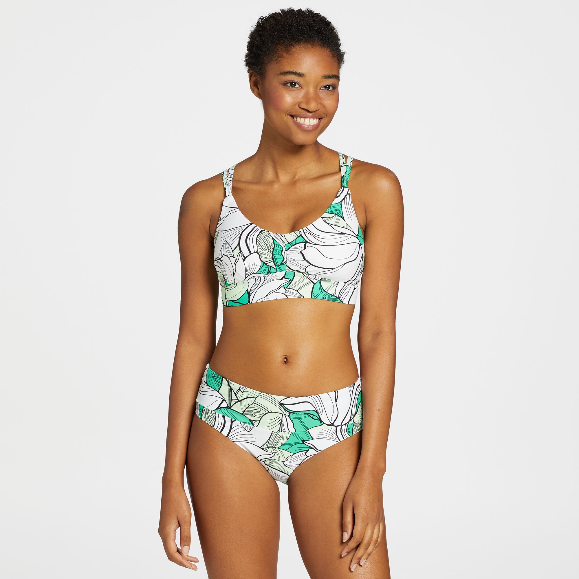 CALIA Women's Ruched Front Cross Medium Support Swim Top