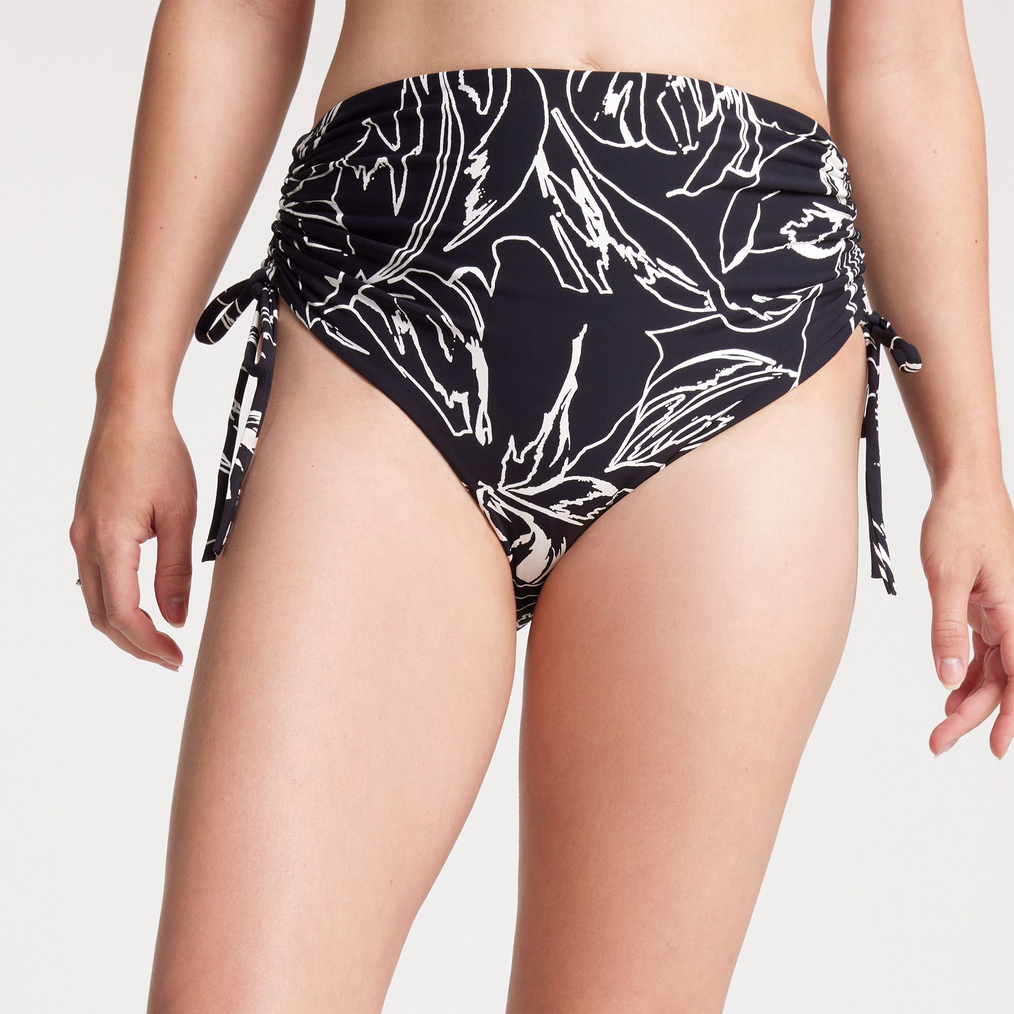 CALIA Women's High Waisted Ruched Side Tie Swim Bottoms