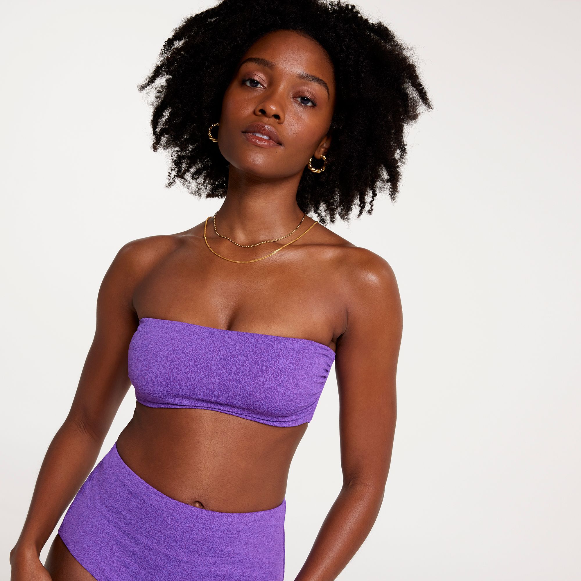 CALIA Women's Shirred Strapless Bandeau Low Support Swim Top