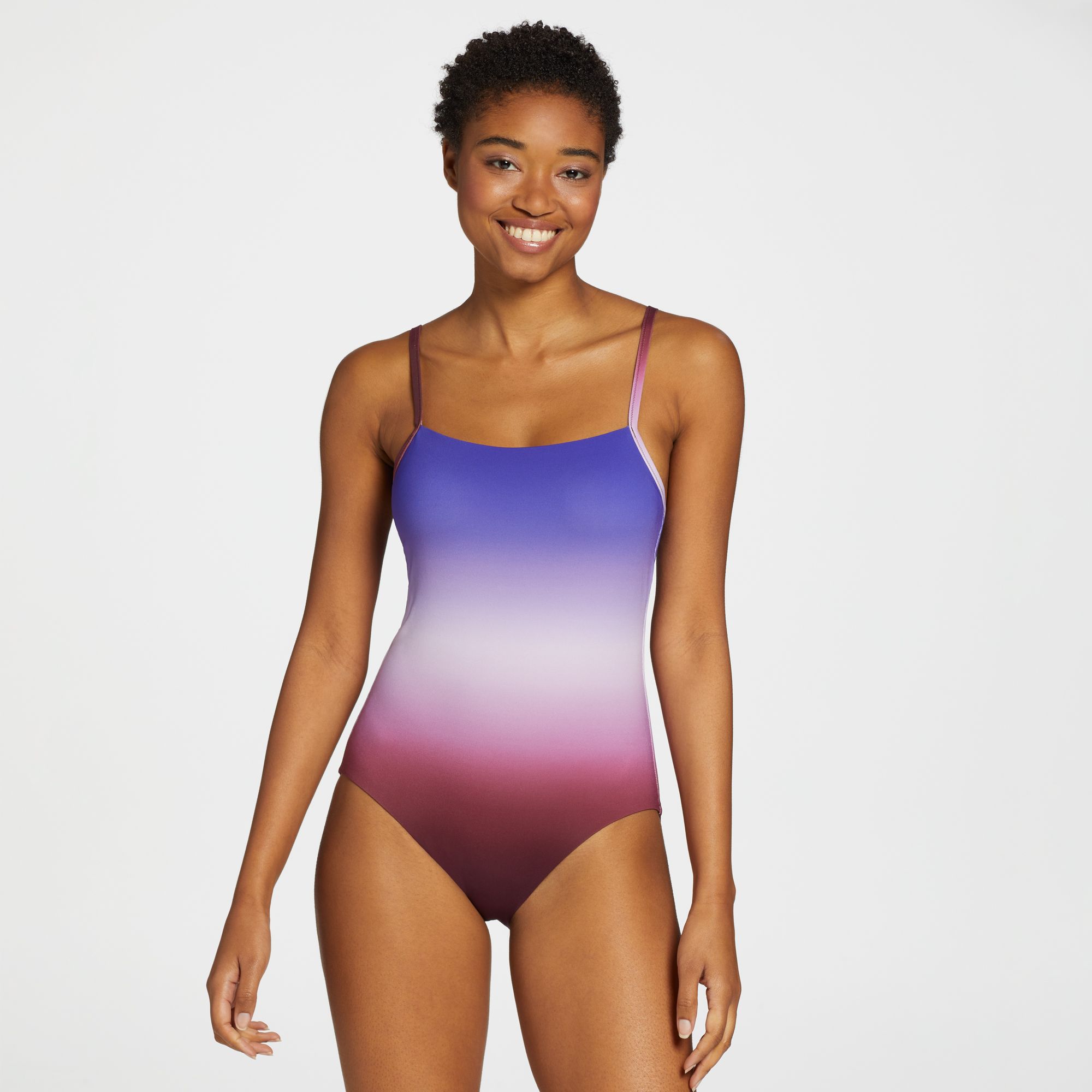 CALIA Women's Square Neck Open Back One Piece Swimsuit