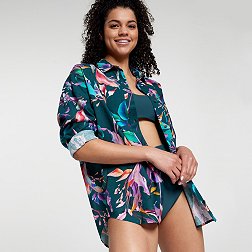 CALIA Women's Oversized Long Sleeve Button Down Cover Up