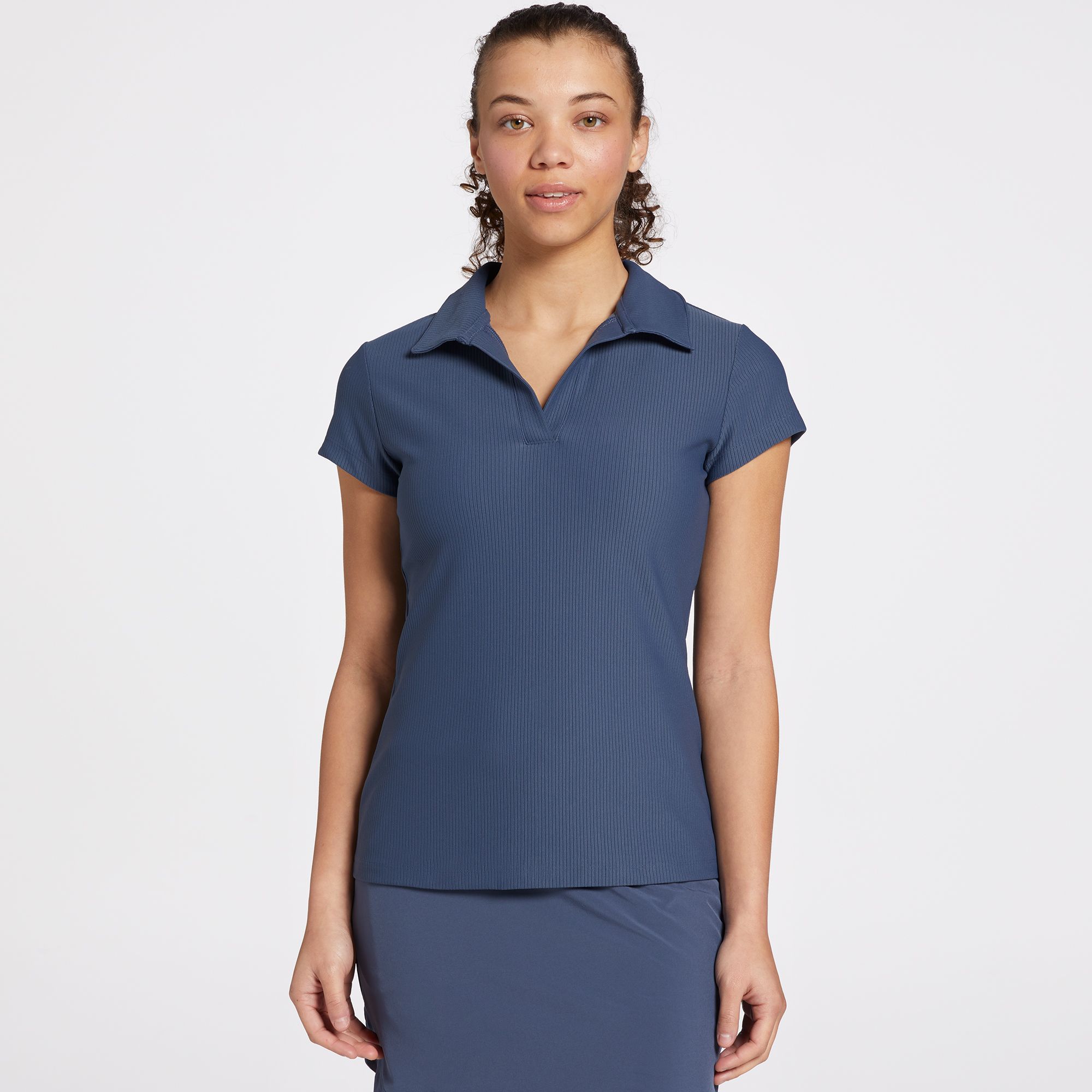 CALIA Women's Ribbed Johnny Collar Golf Polo