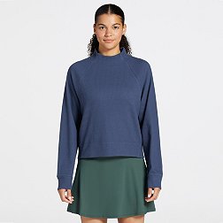 CALIA Women's Texture Long Sleeve Mock Neck Golf Pullover
